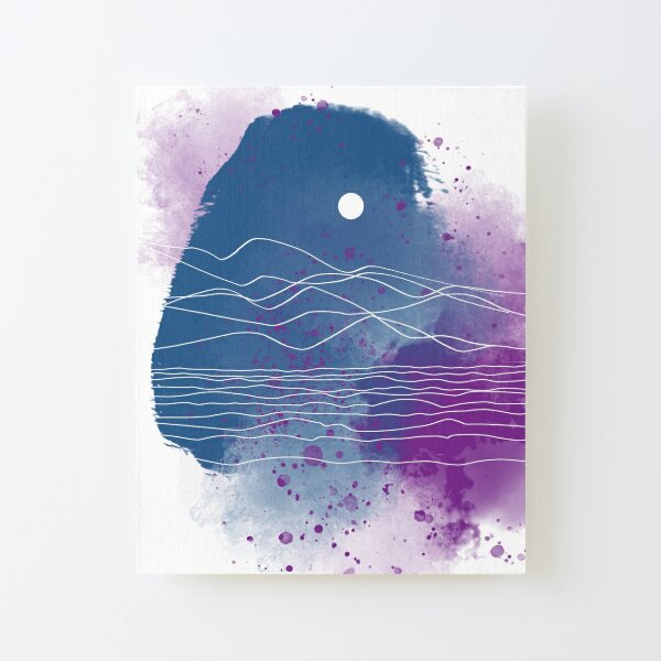 Midnight Blue Landscape - abstract landscape Canvas Mounted Print
