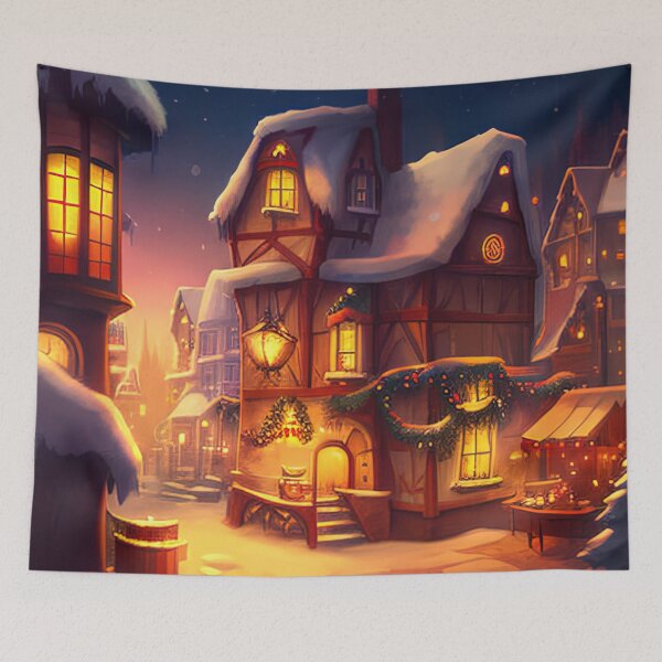 Item preview, Lovely little christmas village illustration design designed and sold by XmasPatterns.