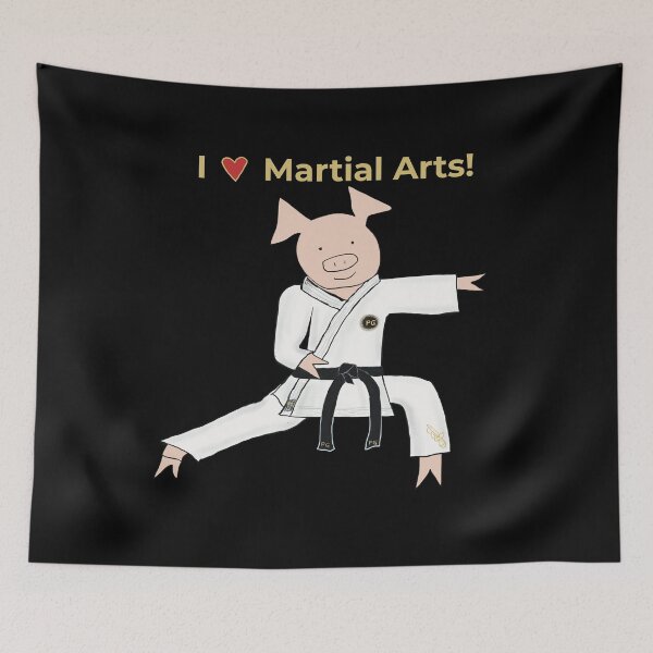 Item preview, I love Martial Arts! Pig martial arts practitioner, kata, kung fu, karate, judo, aikido, MMA, martial arts designed and sold by PiggingJapan.