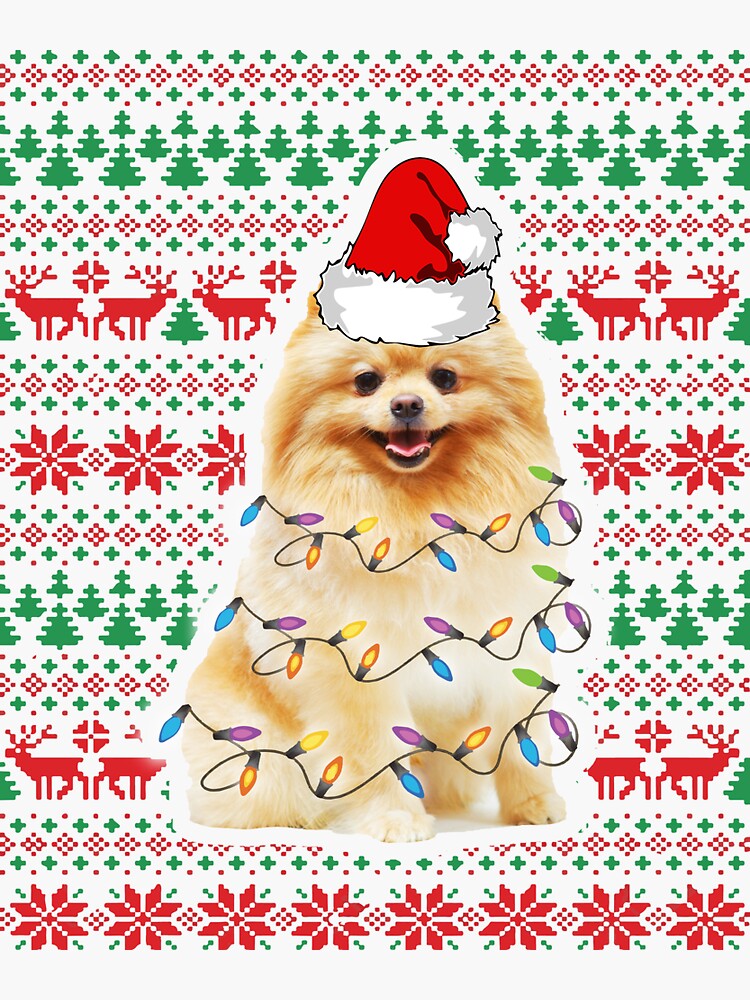 Cute pomeranian ugly christmas sweater holiday dog