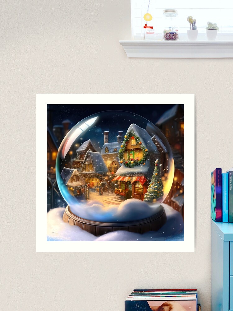 シーグラスアート『 Christmas snow globe.。.:*☆』 Winter Cottage with Carolers 100mm SnowGlobe - San Francisco