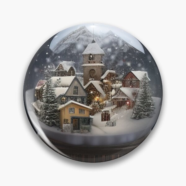 Item preview, Snowy winter christmas village in a snowglobe designed and sold by XmasPatterns.