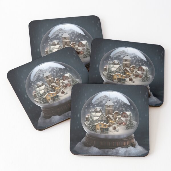 Item preview, Snowy winter christmas village in a snowglobe designed and sold by XmasPatterns.
