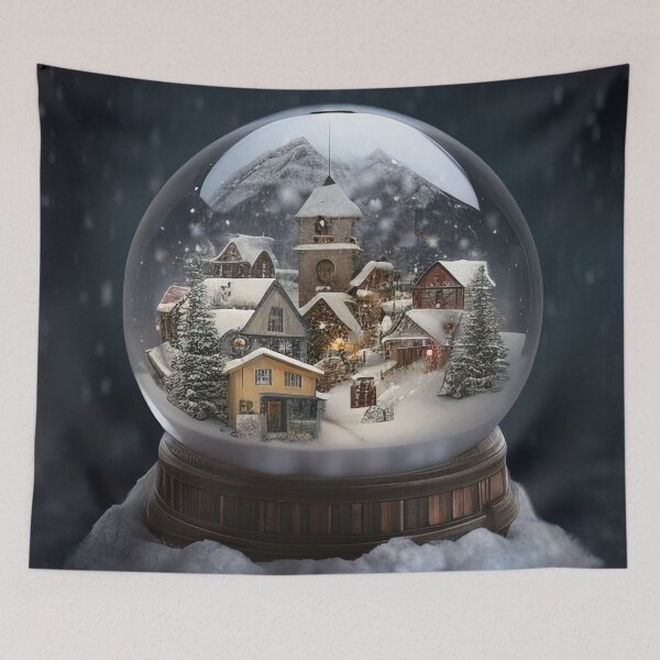 Item preview, Snowy winter christmas village in a snowglobe designed and sold by XmasPatterns.