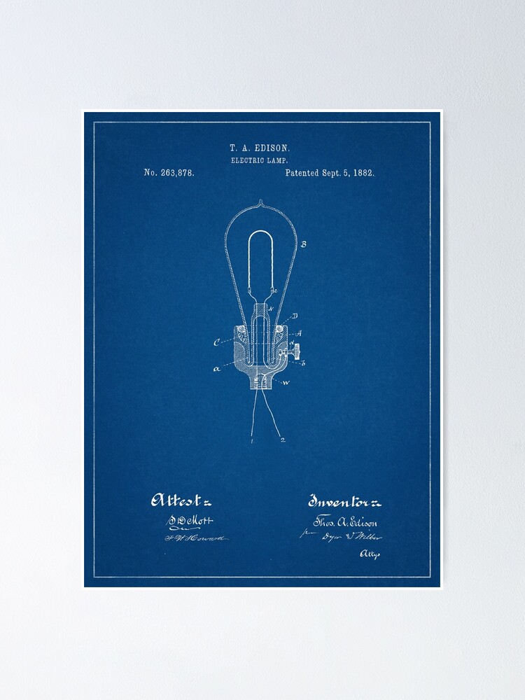 Edison Glühbirne Patent Zeichnung" Poster Von Mkkessel | Redbubble