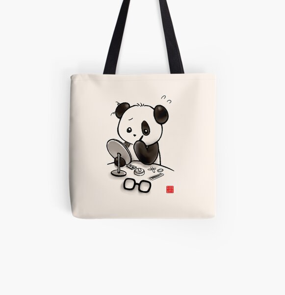 Panda Makeup All Over Print Tote Bag