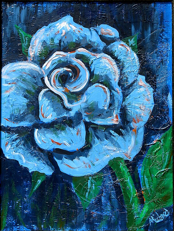 ""Blue Rose" original signed acrylic painting on canvas ...