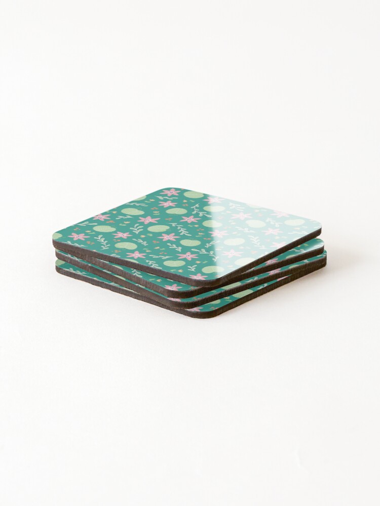 Thumbnail 4 of 5, Coasters (Set of 4), Green spring pattern designed and sold by CDouilly.
