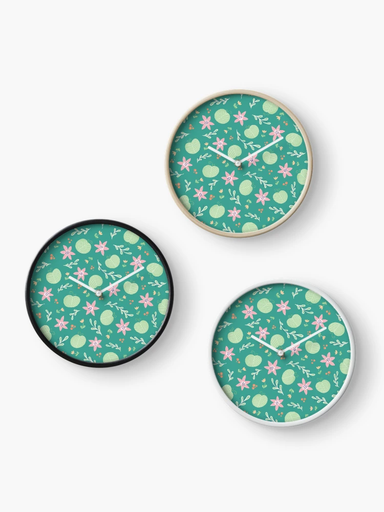 Thumbnail 3 of 4, Clock, Green spring pattern designed and sold by Clémentine Douilly.