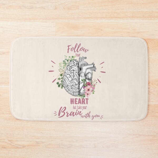 Item preview, Pink roses for floral brain and heart, Follow heart but take your brain with you, right balance between brain and heart, heart quote designed and sold by Collagedream.
