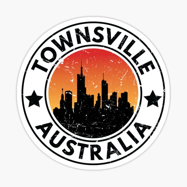 "Townsville Vintage Sunset City In Australia" Sticker for Sale by