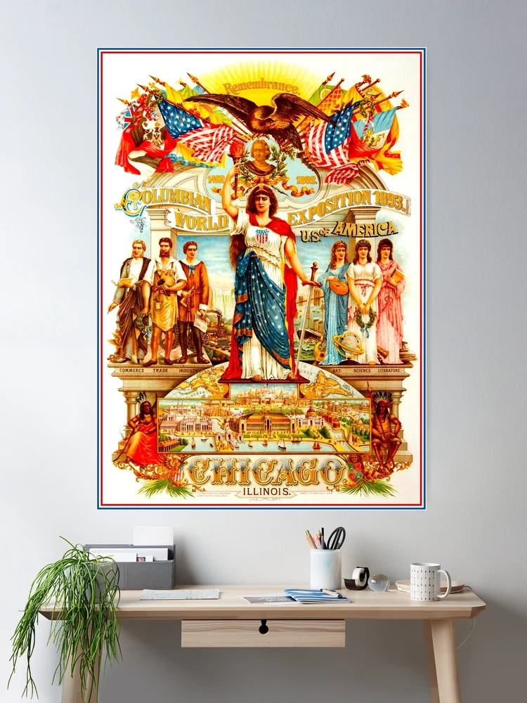 CHICAGO : Vintage 1893 Worlds Fair Advertising Print