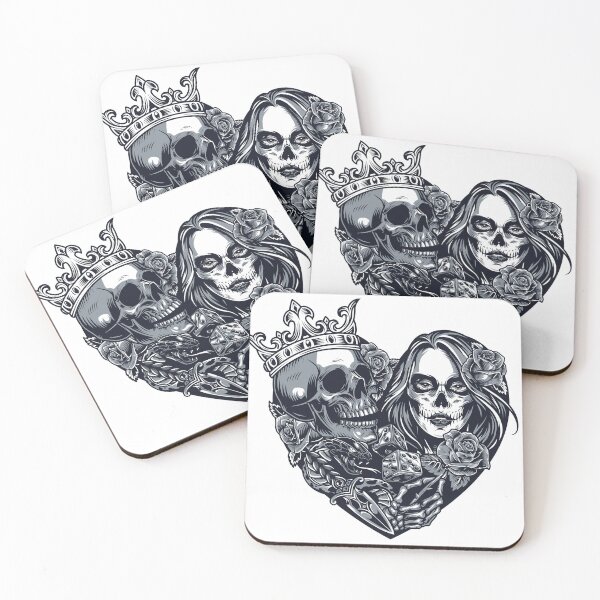 Item preview, Skull King in a Heart Chicano Tattoo Style Design designed and sold by RepublicOfFire.