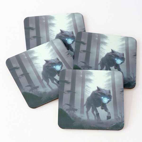 Item preview, A Cyber Wolf is Running in a Misty Forest designed and sold by wolfnme.