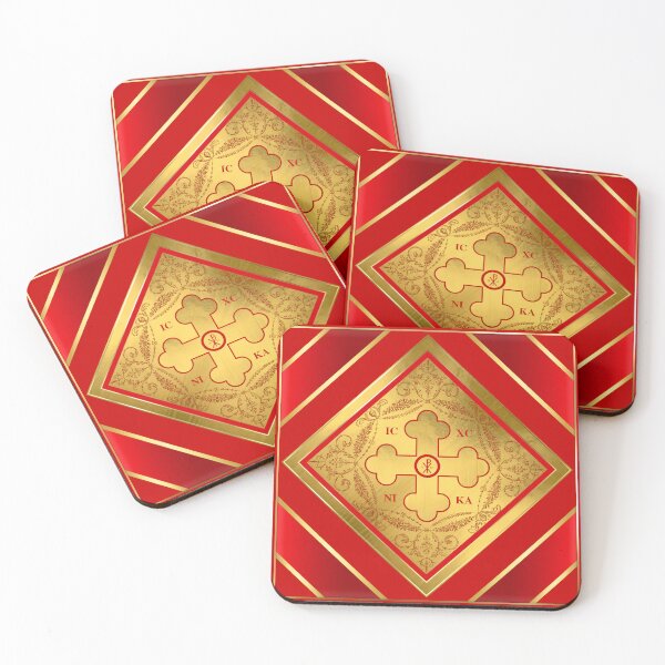 Item preview, Greek Orthodox Cross Gold Leaf Red designed and sold by Yiorgos Designs.