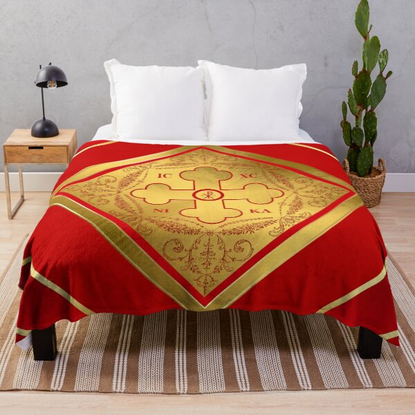 Item preview, Greek Orthodox Cross Gold Leaf Red designed and sold by Yiorgos Designs.