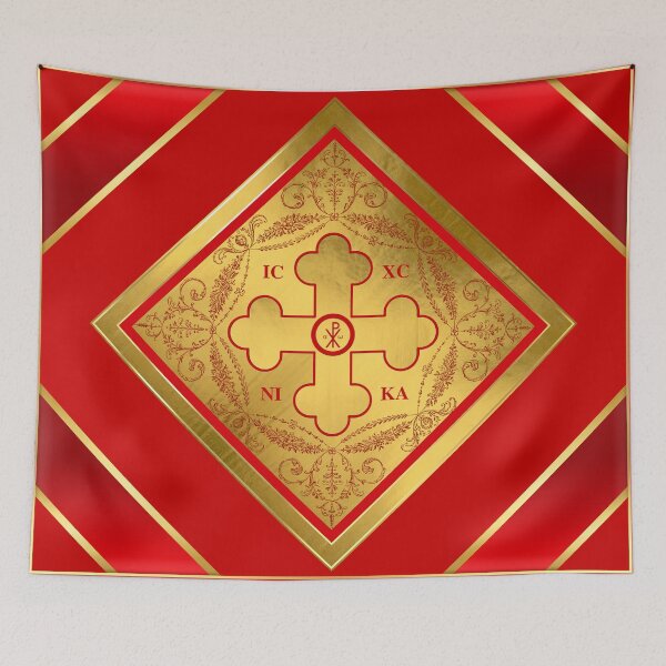 Item preview, Greek Orthodox Cross Gold Leaf Red designed and sold by Yiorgos Designs.