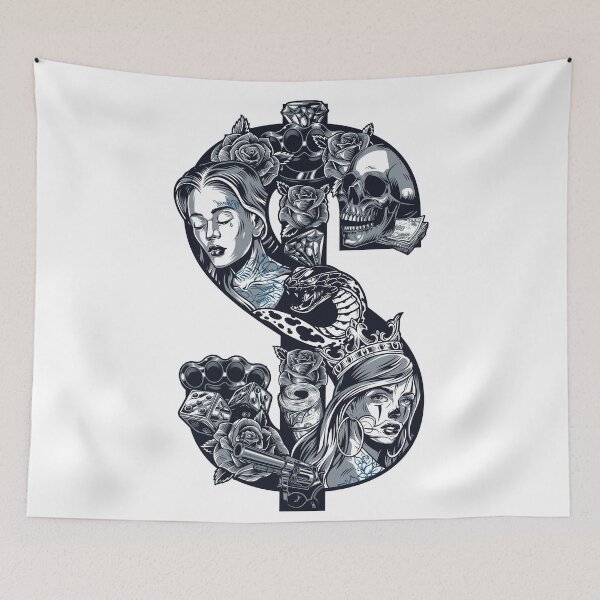 Item preview, Chicano Dollar Sign Tattoo Style Design designed and sold by RepublicOfFire.