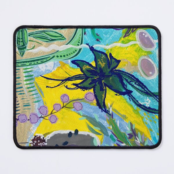 Item preview, Floral abstract in yellow and blue designed and sold by Lilly-Rune.