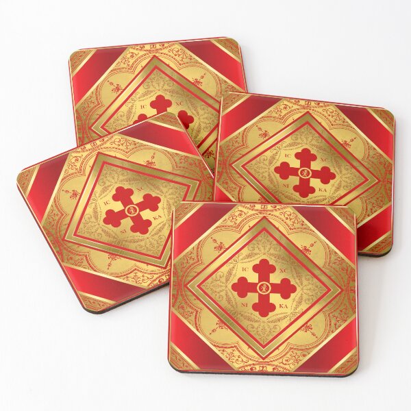 Item preview, Greek Orthodox Cross Gold Leaf Red Ornate designed and sold by Yiorgos Designs.