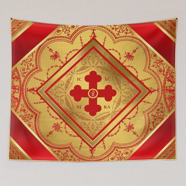 Item preview, Greek Orthodox Cross Gold Leaf Red Ornate designed and sold by Yiorgos Designs.