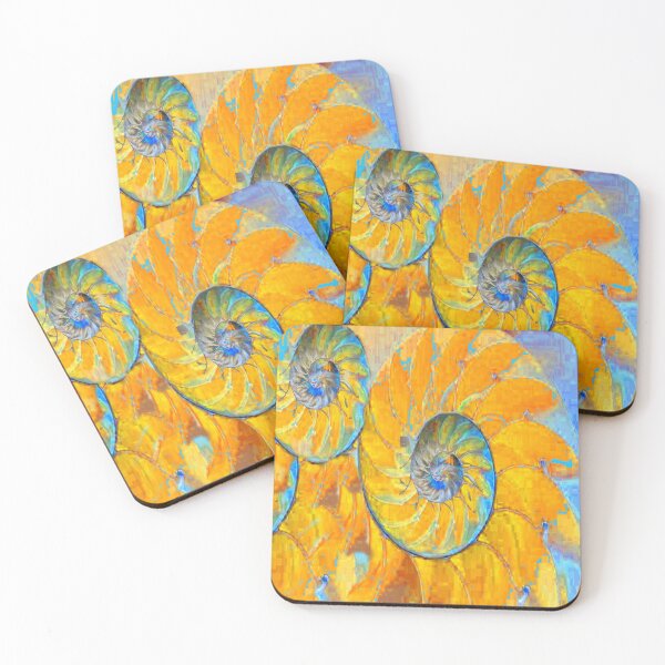 Item preview, CORAL COLORED NAUTILUS SPIRAL SEASHELL PATTERNS  designed and sold by sharlesart.