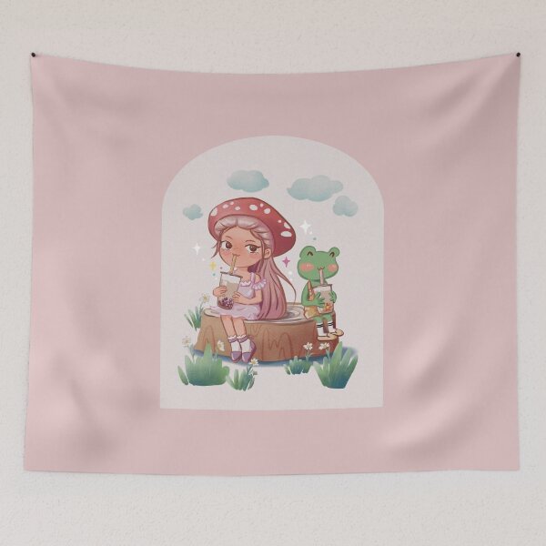 Item preview, Vintage merry mushroom boba tea time designed and sold by Yunipop.