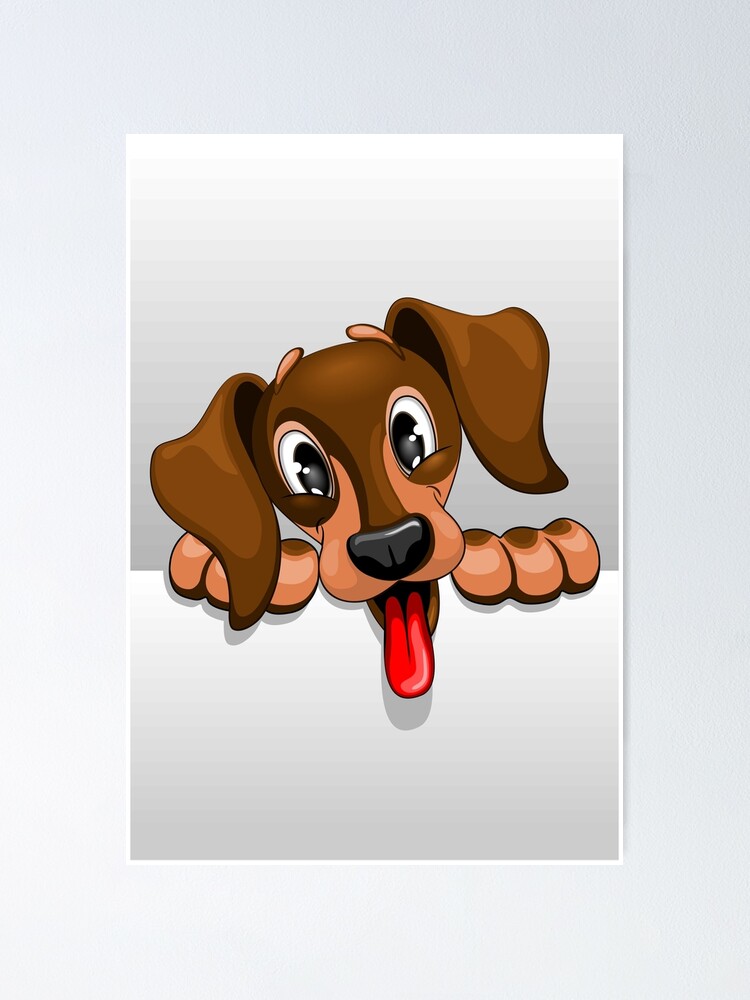 Dachshund Pet Dog Cute, Happy and Playful Peeking Cartoon Character