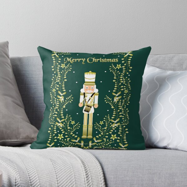 Holly Jolly Nutcracker 18x18 Throw Pillow