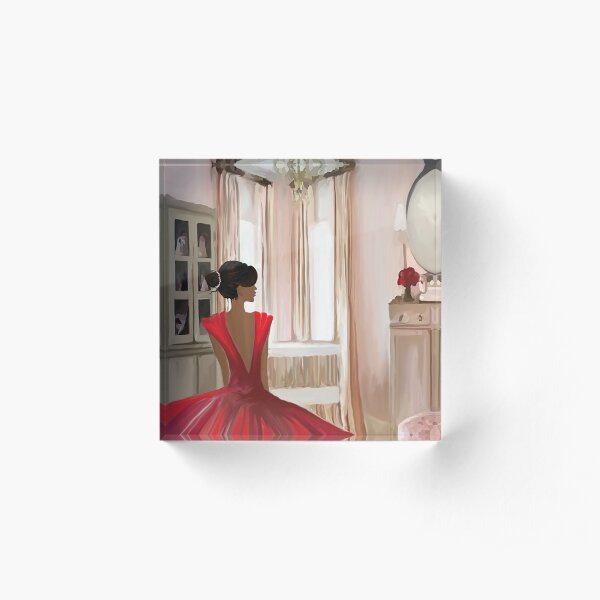 Lady in Red Acrylic Block