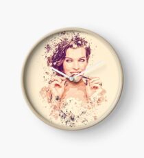 Milla Jovovich splatter painting Clock