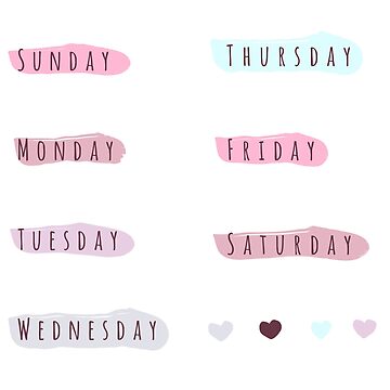 Days Of The Week Planner Stickers.