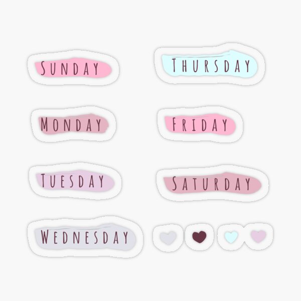 Days of the Week Stickers - Bold Script – Sweet Kawaii Design