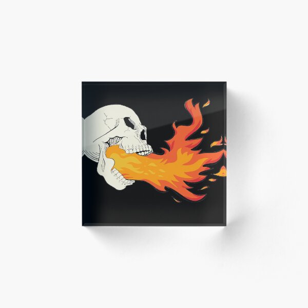 Flaming Skull Acrylic Block