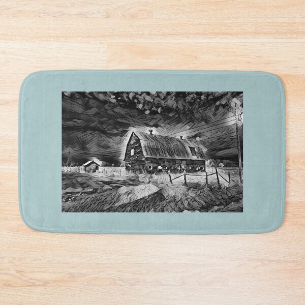 Item preview, The Dark Stormy Barn (Black and White) - Countryside Art Collection - spcreationsco22 designed and sold by SpCreationsCo22.
