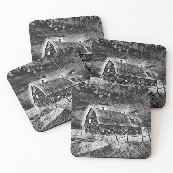 Item preview, The Dark Stormy Barn (Black and White) - Countryside Art Collection - spcreationsco22 designed and sold by SpCreationsCo22.