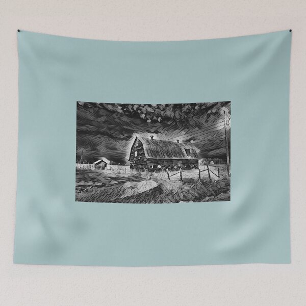 Item preview, The Dark Stormy Barn (Black and White) - Countryside Art Collection - spcreationsco22 designed and sold by SpCreationsCo22.