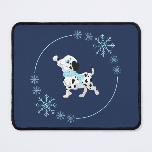 Item preview, Cute Dalmatian Puppy with Bone and Wintery Snowflake Circle in Winter Season designed and sold by SeasonalDogs.