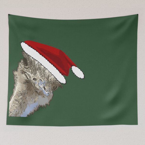 Item preview, Ostrich Wearing Santa Hat Christmas Zoo Animal designed and sold by taiche.
