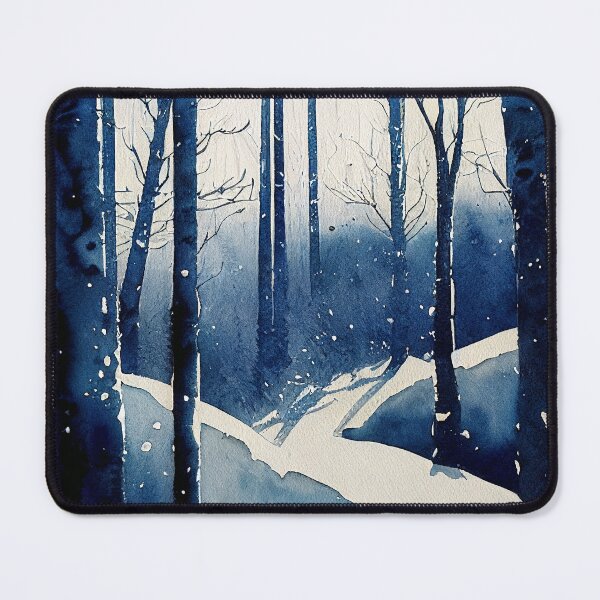 Item preview, Deep blue forest winter in loose fluid watercolor for winter festive season designed and sold by aricutcia.