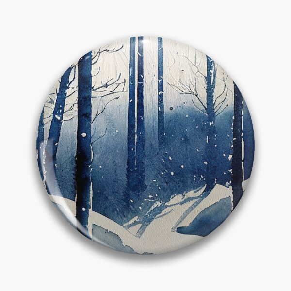 Item preview, Deep blue forest winter in loose fluid watercolor for winter festive season designed and sold by aricutcia.