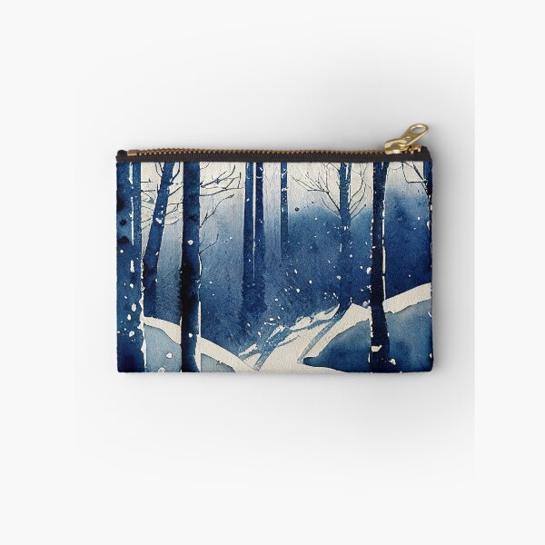 Item preview, Deep blue forest winter in loose fluid watercolor for winter festive season designed and sold by aricutcia.