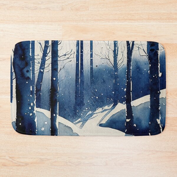 Item preview, Deep blue forest winter in loose fluid watercolor for winter festive season designed and sold by aricutcia.