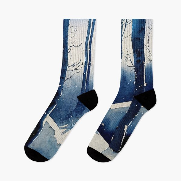Item preview, Deep blue forest winter in loose fluid watercolor for winter festive season designed and sold by aricutcia.