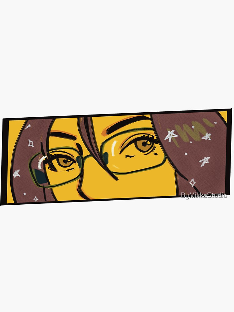 "Anime glasses girl" Sticker for Sale by ByMikkaStudio Redbubble