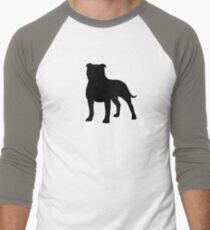 Staffordshire Bull Terrier Silhouette(s) Men's Baseball ¾ T-Shirt