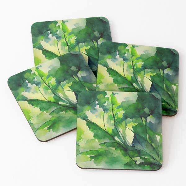 Item preview, Abstract background with many leafs in loose watercolor paint designed and sold by aricutcia.
