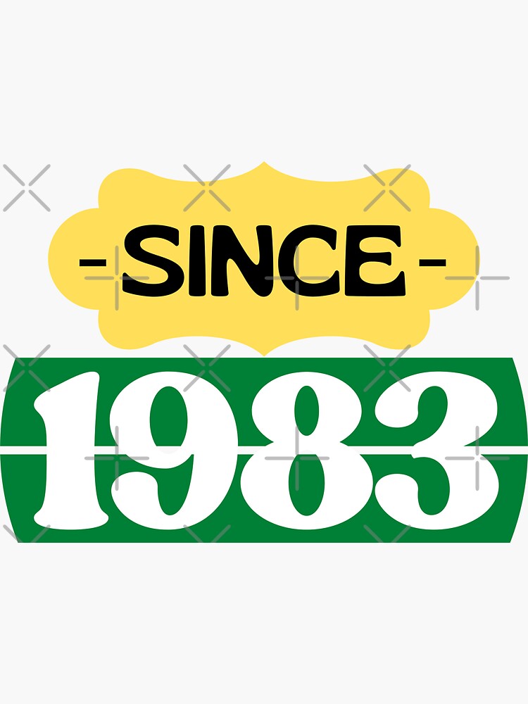 "Since 1983 Birthday Retro: black yellow green white" Sticker for Sale ...