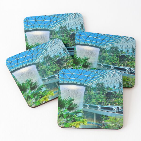 Item preview, A roof waterfall with passing sky trains in Changi airport 1 designed and sold by kall3bu.