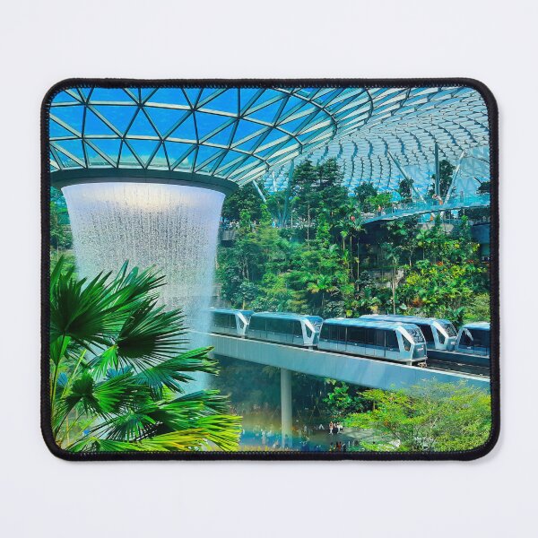 Item preview, A roof waterfall with passing sky trains in Changi airport 1 designed and sold by kall3bu.